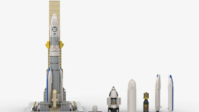 Una propuesta para un Ariane 6 con su plataforma de lanzamiento en Lego
